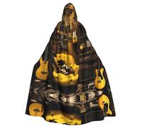 YYHHAOFA Mustard Yellow And Black Pattern Halloween Adult Hooded Cape Men'S And Women'S Clothing Mantle Role-Playing