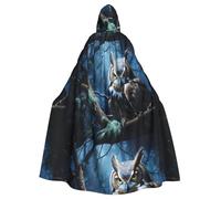 YYHHAOFA Mysterious owl gaze Printed Adult Hooded Cloak is a super large, comfortable, and durable Halloween hooded poncho