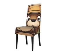 YYHHAOFA Naughty Beaver Printed dining chair cover is easy to disassemble and made of high resilience fabric that is wear-resistant