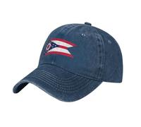 YYHHAOFA Navy Blue Cowboy Baseball Cap Ohio State Flag Printed Adjustable Cotton Hat for Men & Women, Breathable & Stylish
