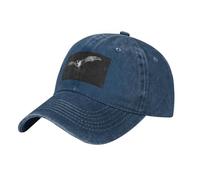 YYHHAOFA Navy Blue Washed Denim Baseball Cap Hat Bats in The Sky Printing Adjustable Strap, Cotton Classic for Men & Women