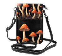 YYHHAOFA New Mushrooms On Dead Trees Pattern Small Leather Women'S Crossbody Flip Phone Bag, Waterproof And Durable