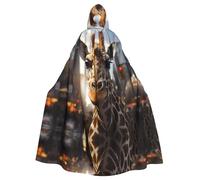 YYHHAOFA New York Giraffe Street Pattern Halloween Adult Hooded Cape Men'S And Women'S Clothing Mantle Role-Playing