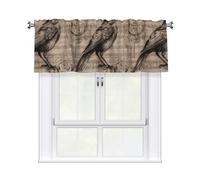 YYHHAOFA Nightingale Notes Pattern curtain with short pole, 54x18in for kitchen, bathroom, laundry room, and studio windows, featuring a light filtering