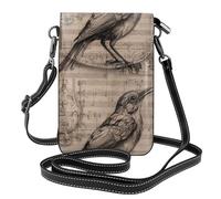 YYHHAOFA Nightingale Notes Pattern Small Leather Women'S Crossbody Flip Phone Bag, Waterproof And Durable
