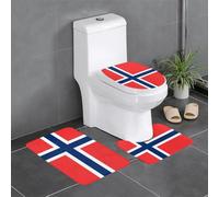 YYHHAOFA Norwegian Flag Pattern Three Piece Set of Bathroom Floor mats, Bathroom Shower mats, Anti Slip Quick Drying