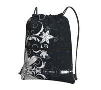 YYHHAOFA Novelty Boho Abstract Flowers Prints Drawstring Zipper Backpack - Durable, Lightweight Water-Resistant Gym Bag for Travel, Sports & Everyday Carry