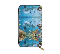 YYHHAOFA Ocean Dolphin Looking at You Prints Leather Long Clutch Wallet : Comfortable, Lightweight,Fashion, Durable 7.48 x 4.13 in