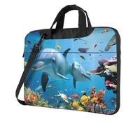 YYHHAOFA Ocean Dolphin Looking at You Prints Ultra-thin portable shoulder laptop bag 13 inch Stylish and Protective Super soft lining