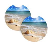 YYHHAOFA Ocean Seashell Prints Car Cup Coasters 2-Pack - High-Grade Drink Layers: Protect Your Ride & Simplify Life!