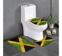 YYHHAOFA Old Jamaican Flag Pattern Three Piece Set of Bathroom Floor mats, Bathroom Shower mats, Anti Slip Quick Drying