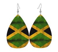 YYHHAOFA Old Jamaican Flag Prints Drip Leather Earrings - Elegant Faux Leather Drops for Festive & Everyday Style