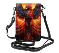 YYHHAOFA Orange Red Phoenix Pattern Small Leather Women'S Crossbody Flip Phone Bag, Waterproof And Durable