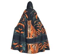 YYHHAOFA Orange Tiger Leopard Printed Halloween Adult Hooded Cloak is a super large, comfortable, and durable cloak