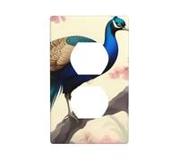 YYHHAOFA Oriental Peacock on Flower Tree Printed Double Socket Wall Panel Decorative is Durable and Suitable for Socket Light Switch Accessories 4.5x2.76in