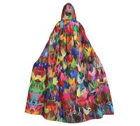 YYHHAOFA Origami Paper Cranes Printing Halloween Adult Hooded Cape Cloak For Role-Playing, Stage Costumes, Parties Easy Care