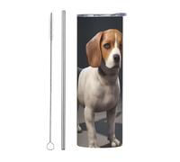 YYHHAOFA ovely Pet Dog Beagle Picture Steel cup with lid 20oz With straw Suitable for cafes offices cars homes etc