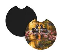 YYHHAOFA Pair of Mandarin Ducks Prints Car Coaster Set of 2 Waterproof, Quick Drying, Odorless for Most Cars, Trucks, SUVs