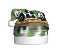 YYHHAOFA Panda on a bamboo raft Printed Christmas Hat for Adult Soft and Fluffy Brim, Lightweight Comfort