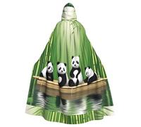 YYHHAOFA Panda on a bamboo raft Printed Halloween Adult Hooded Cloak is a super large, comfortable, and durable cloak