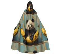 YYHHAOFA Panda on a banana Prints Halloween Adult Hooded Cloak for Party Decoration Cosplay Costumes Stage Masquerade