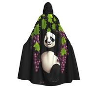 YYHHAOFA Panda Under The Grapes Pattern Halloween Adult Hooded Cape Men'S And Women'S Clothing Mantle Role-Playing