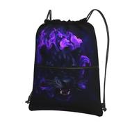 YYHHAOFA Panther Head in Flames Prints Drawstring Zipper Backpack - Lightweight Water-Resistant Gym Duffel Bag with Pocket for Travel Sports Yoga