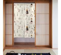 YYHHAOFA paris eiffel tower girl bicycle Pattern Door curtain partition splicing privacy protection suitable for kitchen, bathroom, room 34x56in