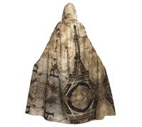 YYHHAOFA Paris Eiffel Tower Prints Hooded Cloak - Long Polyester Throw for Cosplay & Halloween