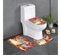 YYHHAOFA Paris Eiffel Tower with Autumn Leaves Prints 3 Piece Bathroom Rugs Set 24x16in | Plush Throw Rugs for Absorbent Comfort & Non-Slip Floor Protection