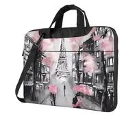 YYHHAOFA Paris Street Eiffel Tower Pink Floral Prints Ultra-thin portable shoulder laptop bag 15.6 inch Stylish and Protective Super soft lining
