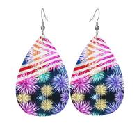 YYHHAOFA Patriotic 4th of July American Flag Prints Teardrop Leather Earrings - Vivid Dangle Drops for Women, Lightweight Fashion Jewelry, Silver-Plated Hooks for Sensitive Ears & Holiday Events