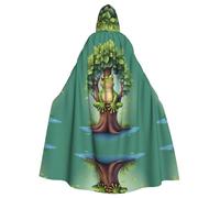 YYHHAOFA Peace Frog Tree Printed Halloween Adult Hooded Cloak is a super large, comfortable, and durable cloak