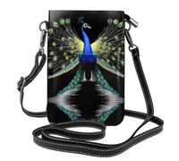 YYHHAOFA Peacock Opens His Tail Pattern Small Leather Women'S Crossbody Flip Phone Bag, Waterproof And Durable