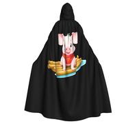 YYHHAOFA Piglet on a bamboo raft Prints Halloween Adult Hooded Cloak is a super large, comfortable, and durable cloak designed for adults