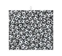 YYHHAOFA Pile of footballs Prints Kitchen Drying Mat - Highly Absorbent Microfiber Throw, Non-Slip Counter Cover for Dishes, Fade-Resistant Print & Appliance Protection