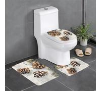 YYHHAOFA Pine Cones in The Snow Pattern Three Piece Set of Bathroom Floor mats, Bathroom Shower mats, Anti Slip Quick Drying