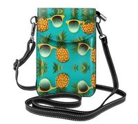 YYHHAOFA Pineapple Fruit Sunglasses Sand Beach Pattern Small Leather Women'S Crossbody Flip Phone Bag, Waterproof And Durable