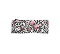 YYHHAOFA Pink Cute Rose Mix Leopard Pattern Prints Baby Bow Headband: Soft & Stretchy Newborn Throw for Pictures & Baby Showers - 0-6 Months