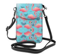 YYHHAOFA Pink Flamingo Pattern Pattern Small Leather Women'S Crossbody Flip Phone Bag, Waterproof And Durable