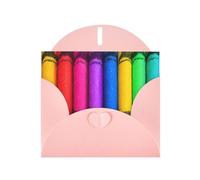 YYHHAOFA Pink Greeting Card colored crayons Picture 4x6in for Christmas, children's birthdays, Valentine's Day, wedding anniversaries, and party invitations