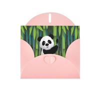 YYHHAOFA Pink Greeting Card Curious Baby Panda Picture 4x6in for Christmas, children's birthdays, Valentine's Day, wedding anniversaries, and party invitations