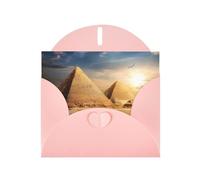 YYHHAOFA Pink Greeting Card Egyptian Pyramid in Desert Picture 4x6in for Christmas, children's birthdays, Valentine's Day, wedding anniversaries, and party invitations