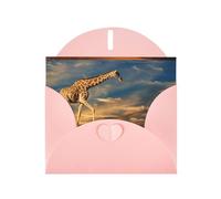 YYHHAOFA Pink Greeting Card Giraffe Animals Of Africa Picture 4x6in for Christmas, children's birthdays, Valentine's Day, wedding anniversaries, and party invitations
