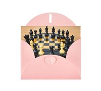 YYHHAOFA Pink Greeting Card International chess Picture for Christmas, Children's Birthday, Valentine's Day, and Party Invitation