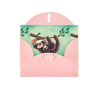 YYHHAOFA Pink Greeting Card Lazy Cute Sloth Hanging the Branches Picture 4x6in for Christmas, children's birthdays, Valentine's Day, wedding anniversaries, and party invitations