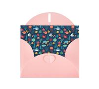 YYHHAOFA Pink Greeting Card Ocean Fish Turtle Jellyfish Picture 4x6in for Christmas, children's birthdays, Valentine's Day, wedding anniversaries, and party invitations