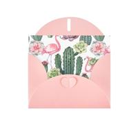 YYHHAOFA Pink Greeting Card Pink Flamingo Succulent Plants Picture 4x6in for Christmas, children's birthdays, Valentine's Day, wedding anniversaries, and party invitations