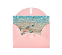 YYHHAOFA Pink Greeting Card Sea Turtle Starfish Picture 4x6in for Christmas, children's birthdays, Valentine's Day, wedding anniversaries, and party invitations