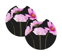 YYHHAOFA pink leaf flowers Prints Car Cup Coasters 2-Pack - Stylish Drink Protectors: Keep Your Ride Clean & Fresh!